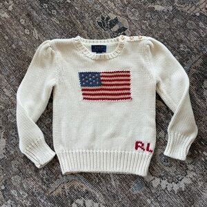 Polo Ralph Lauren American flag 100% cotton knit sweater size 4T